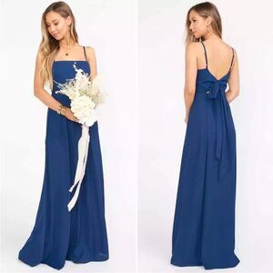 NWT Show Me Your MuMu Navy Blue ‘Lauren’ Bow Tie Back Maxi Dress
